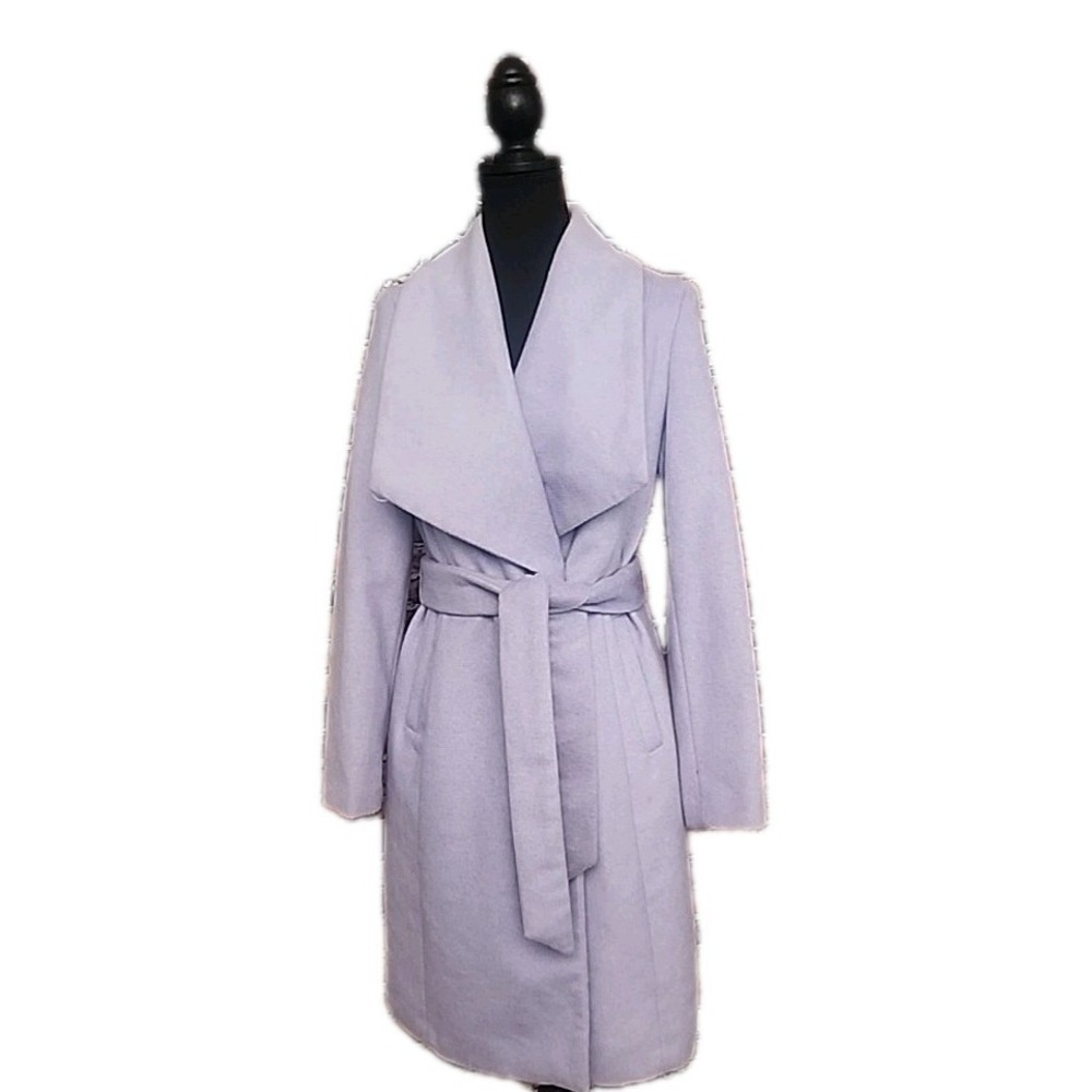 Cole Haan Wool Coat Signature Wrap Slick Lilac Purple Pea Winter City Classic 4P